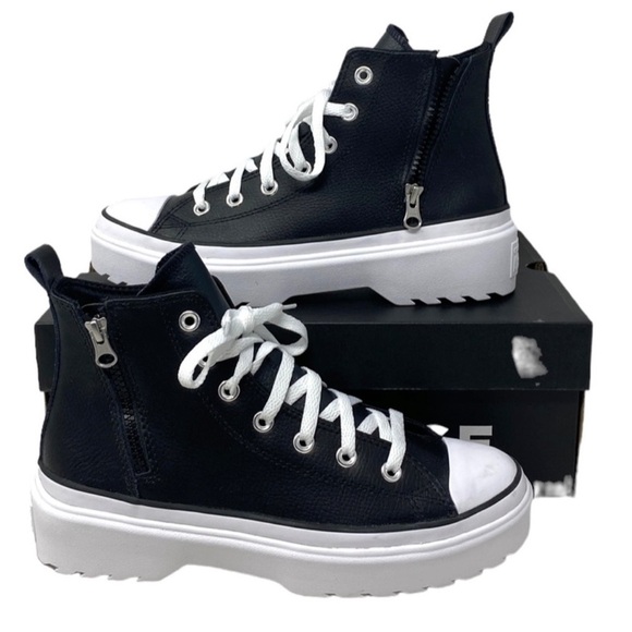 Converse Chuck Taylor Lugged Lift Platform Shoe Kid Leather A005540C NWOB - Picture 5 of 10